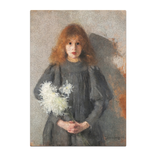 Drewniane puzzle A4 Olga Boznańska Dziewczynka z Chryzantemami 140 el.